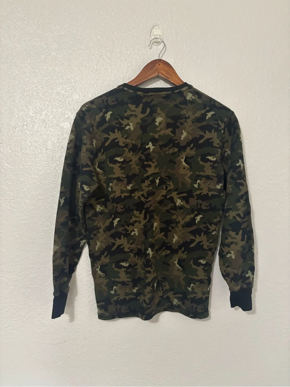 Polo by Ralph Lauren Men’s Camo Waffle Knit Thermal Long Sleeve Crew Shirt